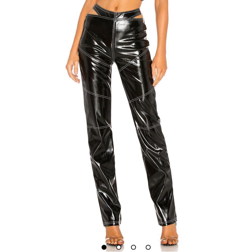 I.AM.GIA Paris Pants Black Vinyl Cutout Trousers Size M‎ 796W